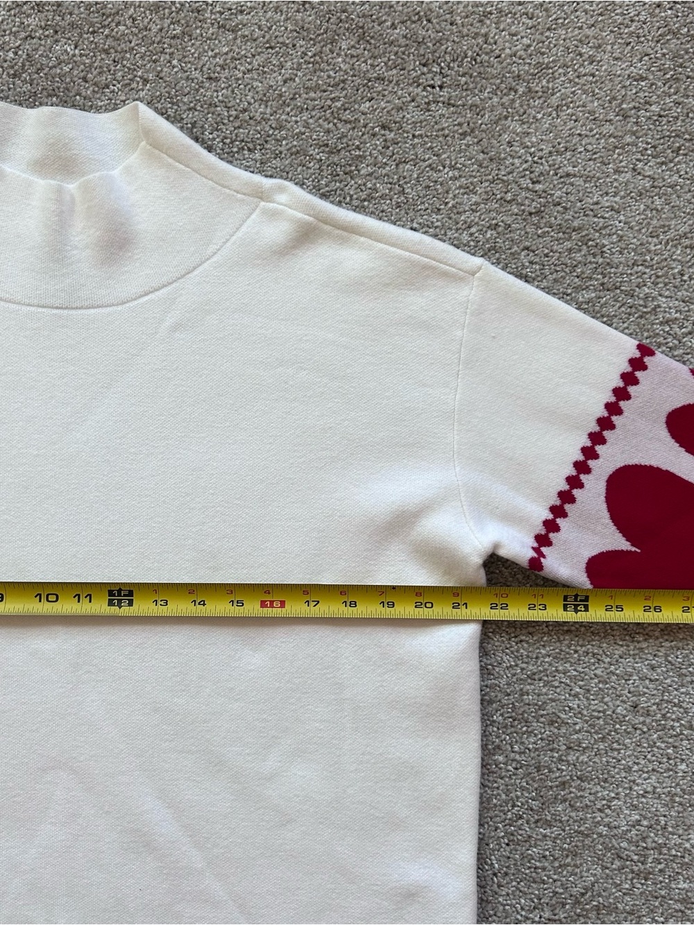 Maeve Anthropologie Women's S Ivory Red Heart Print Knit Mock Neck Sweater - Picture 7 of 13